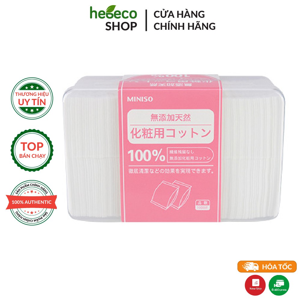 Bông Tẩy Trang 100% cotton cao cấp nhập khẩu Miniso 1000 Miếng - Nhật Bản Chính Hãng