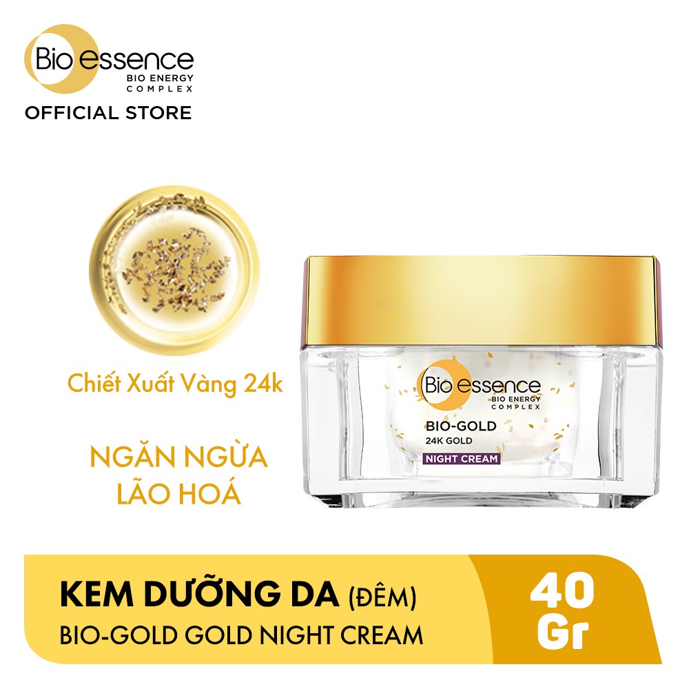 Combo Kem dưỡng ngăn lão hóa ban ngày và ban đêm Bio-essence Bio-Gold 40gx2