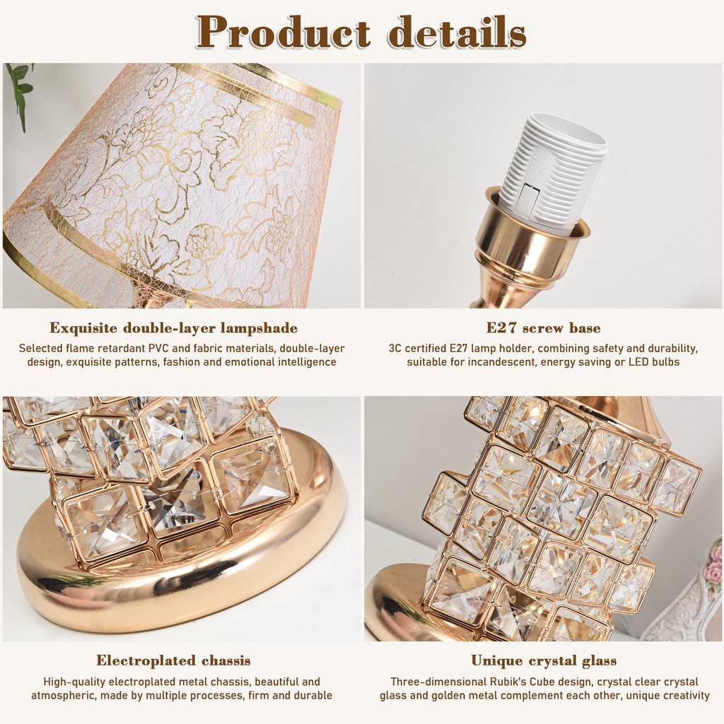 Hộ gia đình đơn giản hiện đại phong cách châu Âu Đèn bàn pha lê LED  phòng ngủ đèn ngủ nghiên cứu đèn trang trí đèn bàn đèn pha lê