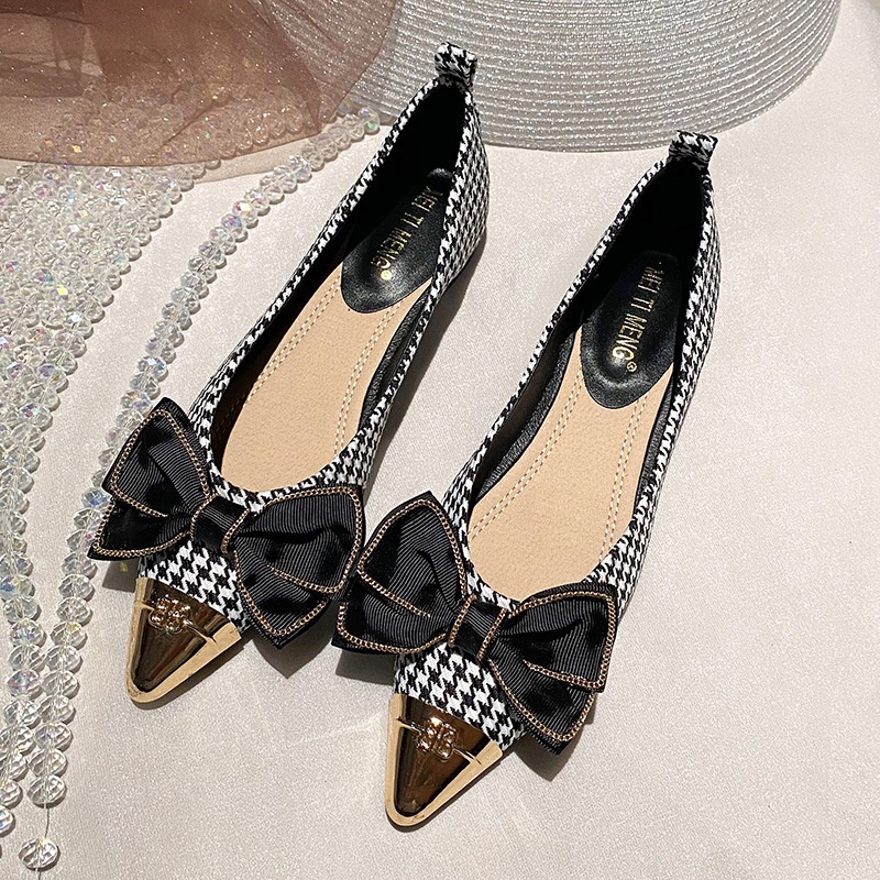 Giày Búp Bê Mũi Nhọn Đính Nơ Phong Cách Hàn Quốc Thời Trang Cho Nữ