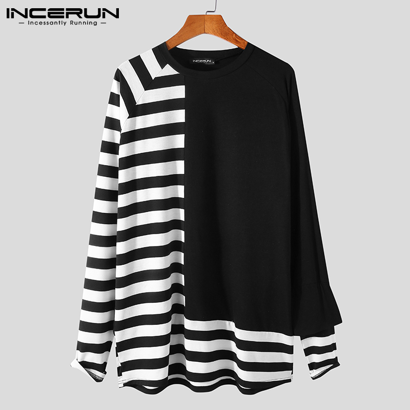 Áo INCERUN Tay Dài Họa Tiết Kẻ Sọc Cá Tính Cho Nam | BigBuy360 - bigbuy360.vn