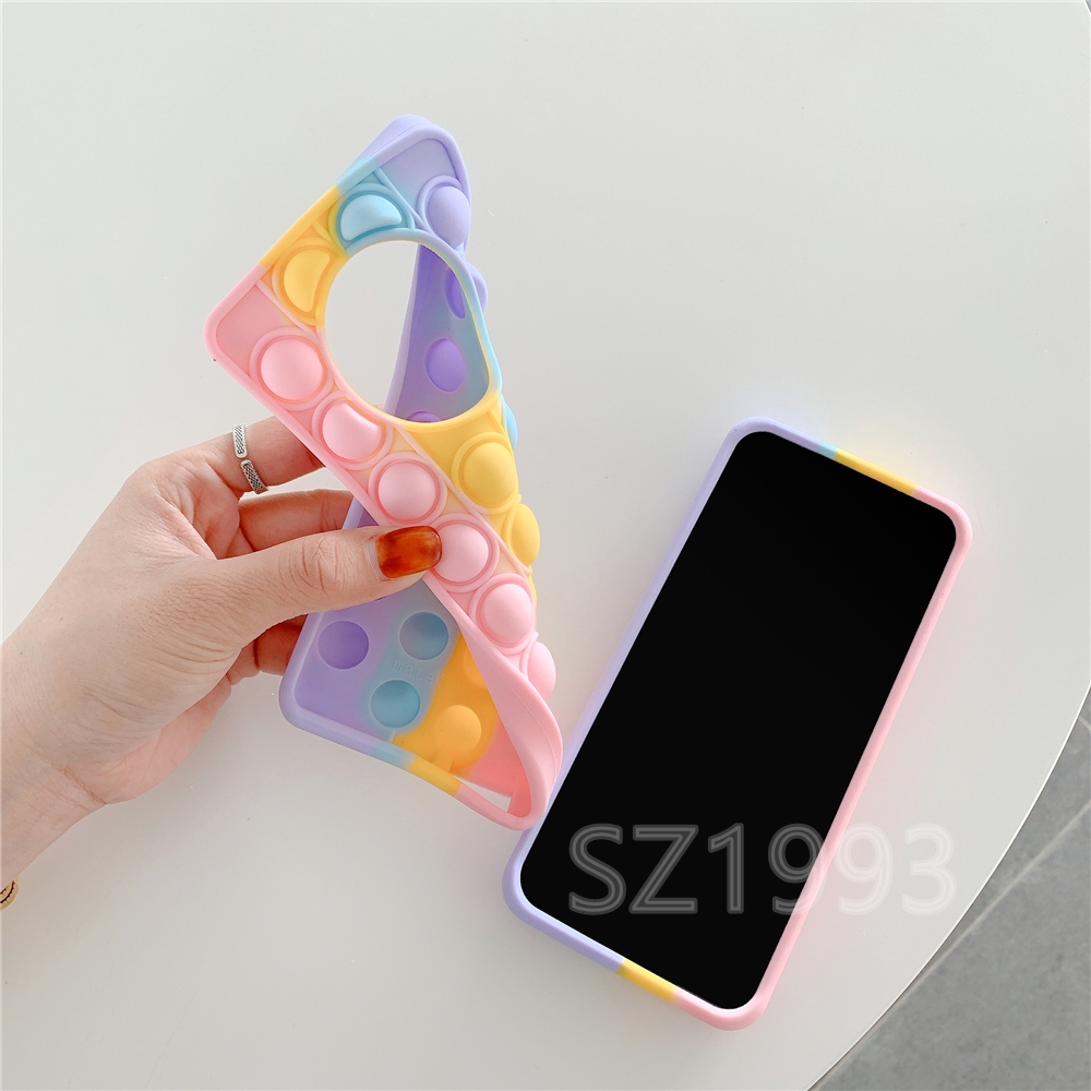 Pop It Fashion Stress Reliever Rainbow Beans Soft Silicone Phone Case Cover for Vivo Y12s Y20 Y20i Y20s Y50 Y30 Y30i V20Pro V20SE Y70s X50 Y19 S1 Y17 Y15 Y12 Y11 V11 V11Pro V11i V5lite V5 V5Plus V9 Y85 Y81 Y81i Y91C Y55