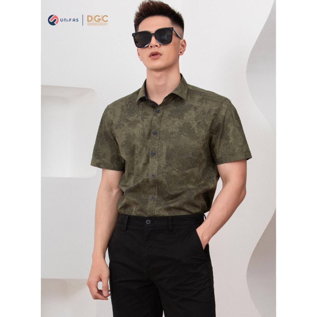 Áo sơ mi nam DGCs ngắn tay in họa tiết trẻ trung, chất vải 100% Cotton thoáng mát thấm hút mồ hôi SASNBB01M