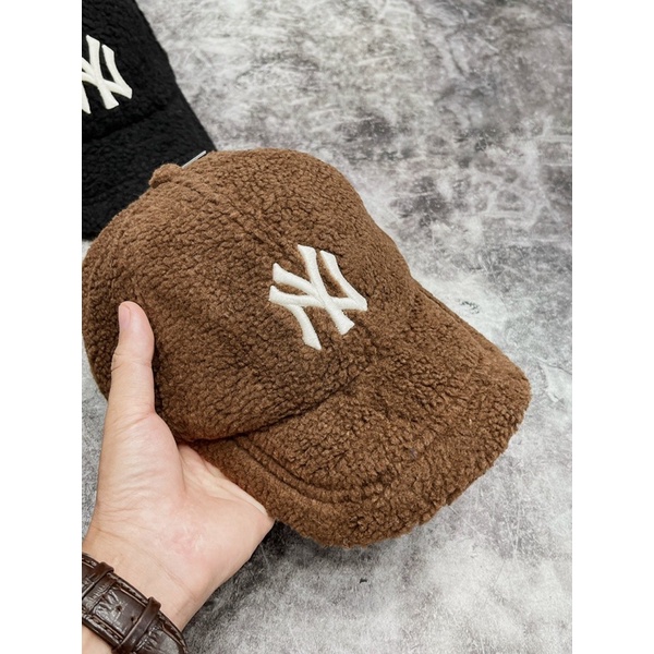 Mũ MLB LÔNG Đen ,Nâu unisex N/Y Fleece cap, Nón thời trang cá tính