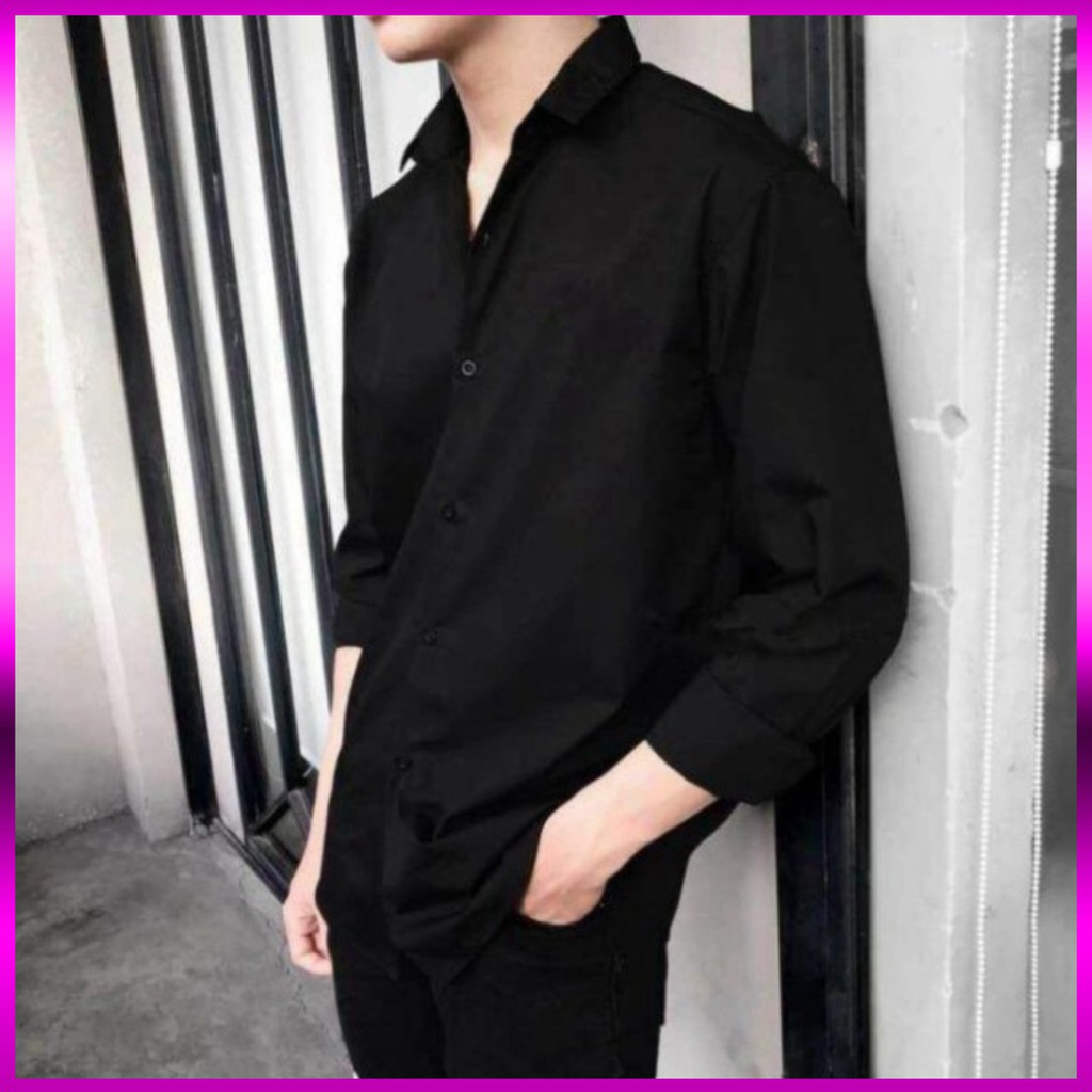 Áo Sơ Mi Basic Đen, Trắng dài tay chất đẹp siêu hot🍁 Unisex nam nữ đều mặc được