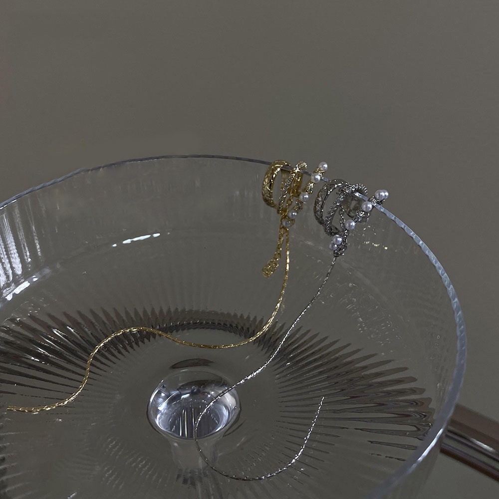 1 Khuyên Tai Dạng Kẹp Nhiều Lớp Đính Ngọc Trai Nhân Tạo