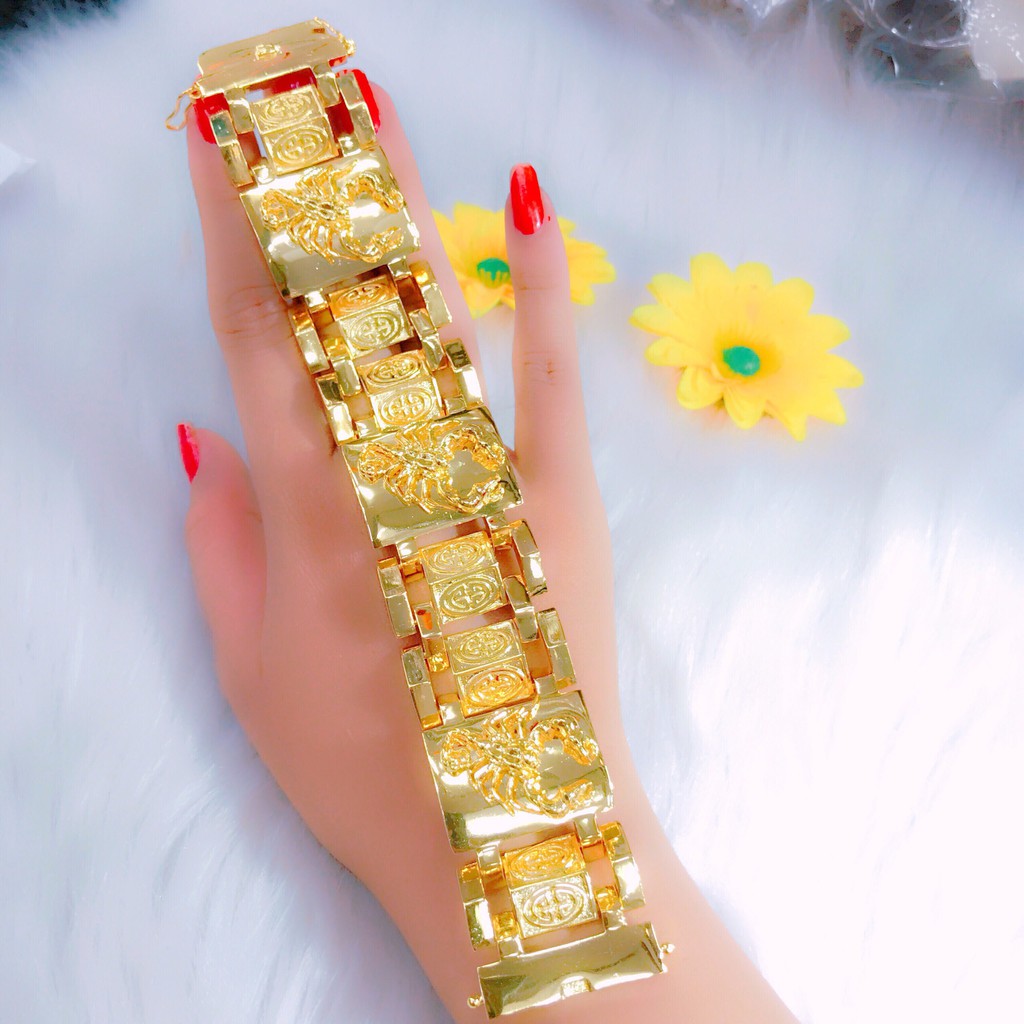 Lắc tay nam bẳng lớn mạ vàng 24k