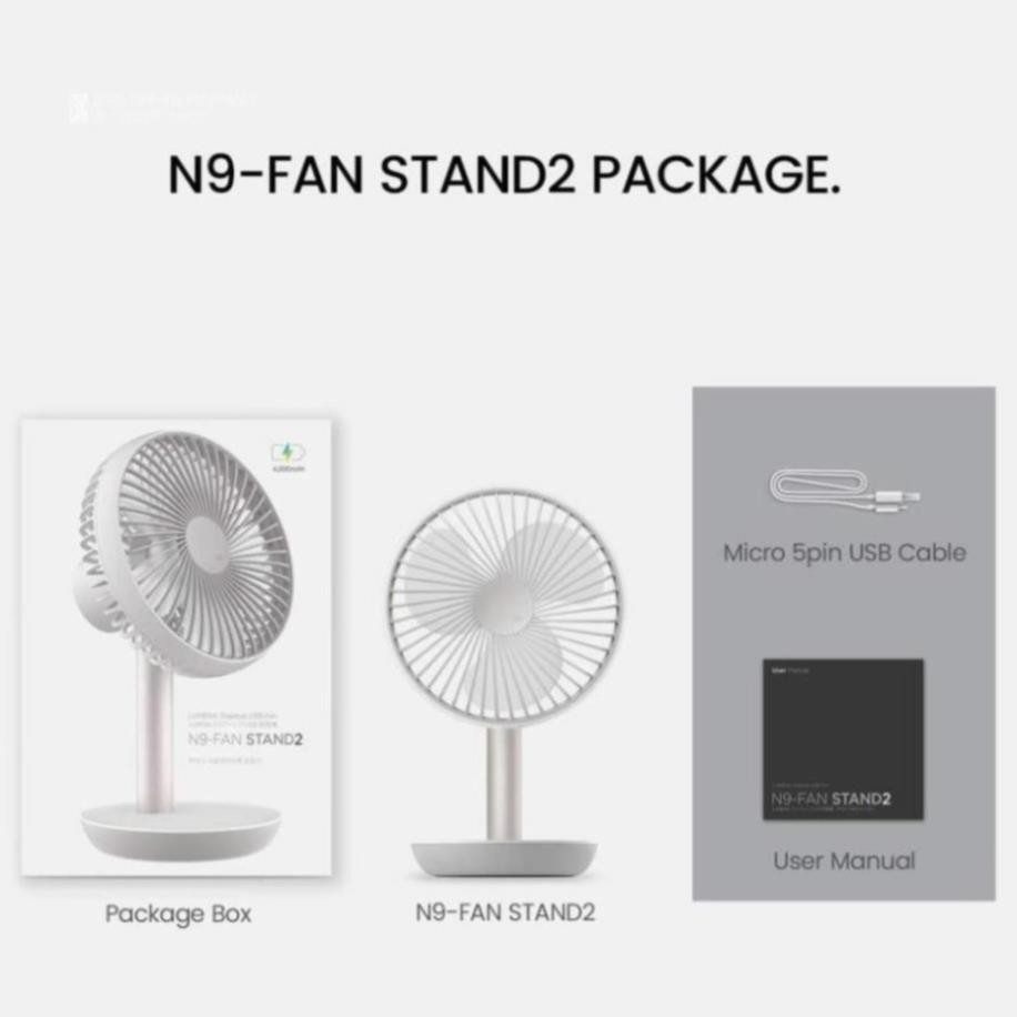 Quạt mini tích điện N9-FAN STAND 4 tốc độ gió | BH 3 Tháng