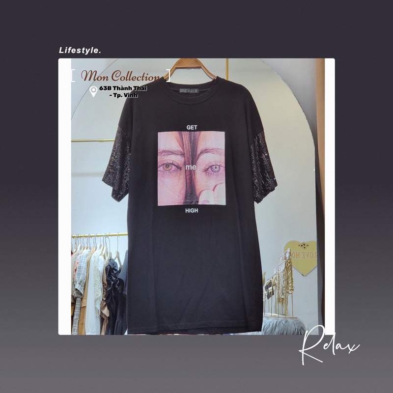 ẢNH THẬT - ÁO VÁY THUN ĐÍNH KIM SA - MON COLLECTION