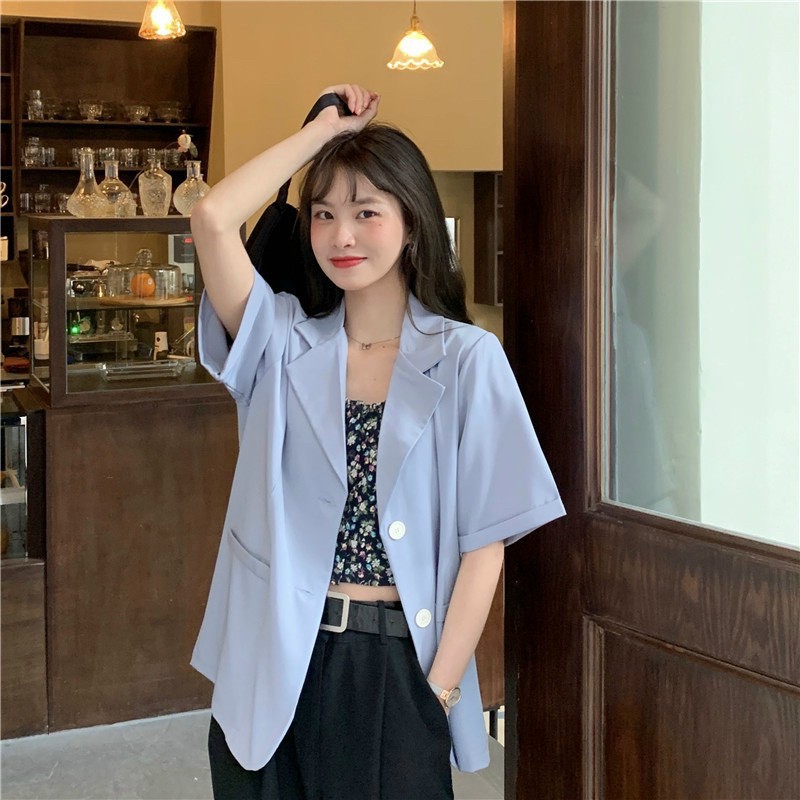 Áo blazer nữ tay ngắn kiểu dáng croptop thanh lịch cho nữ, áo khoác Blazer nữ cộc ...