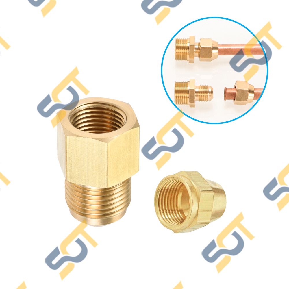 [HÀN ỐNG ĐỒNG] Ren trong G1/4 (13) nối côn lồi cho điện lạnh & khí nén (Brass Flare Male Connector) - Rắc co ren NPT