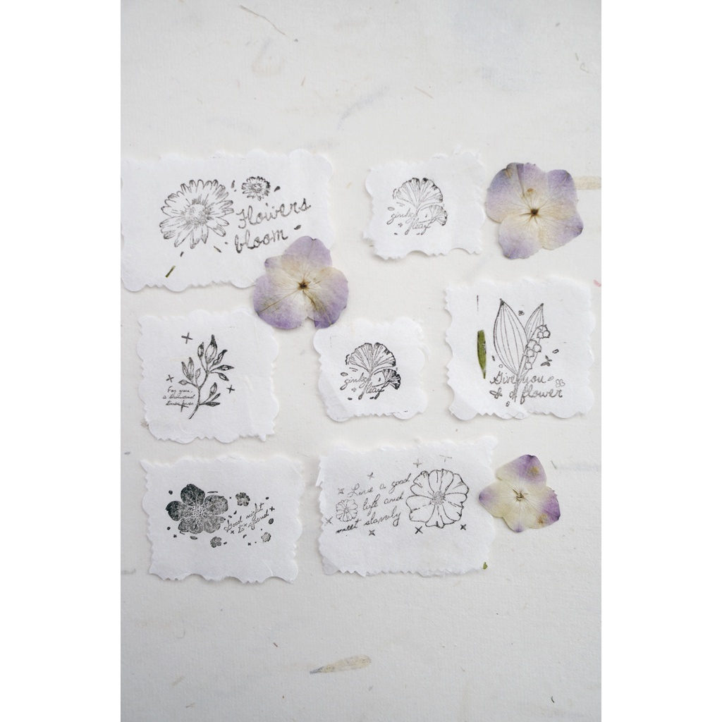 Bộ con dấu vintage - bộ hoa và chữ