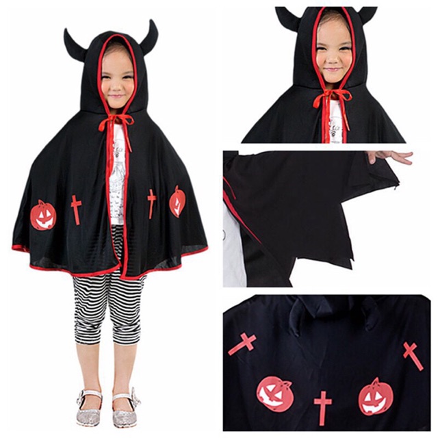 Áo choàng có sừng dễ thương cho bé chơi Halloween