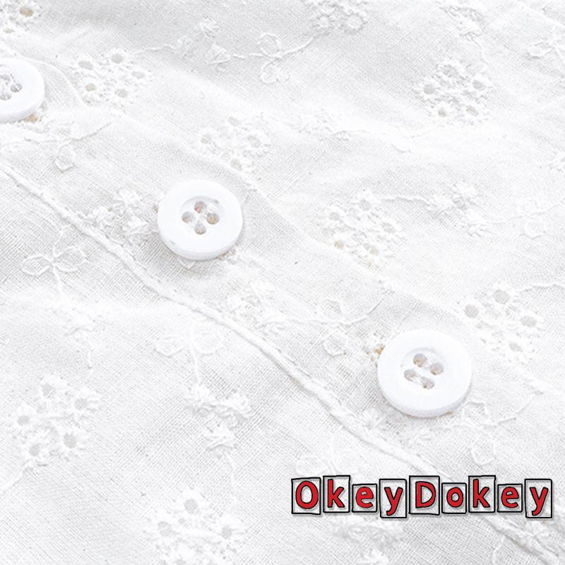 Áo Tank Top Hai Dây Mỏng Cài Nút Họa Tiết Hoa Khoét Rỗng Cho Nữ