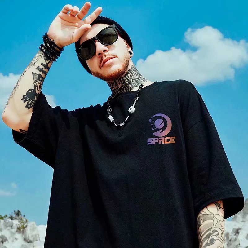 Áo Thun Tay Ngắn Dáng Rộng In Hình Phi Hành Gia Phong Cách Hip Hop Đường Phố Hàn Quốc Thời Trang Mùa Hè Cho Nam Và Nữ [M-8XL]