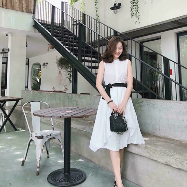Váy tầng nơ eo