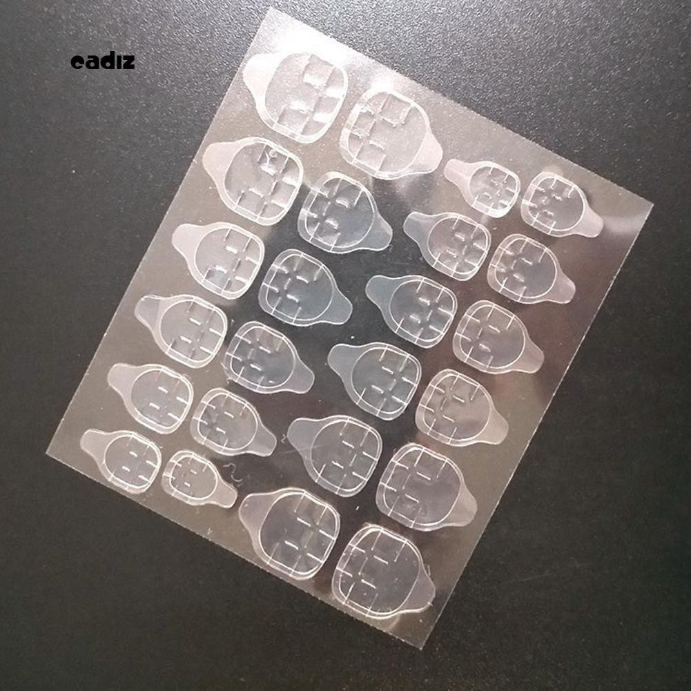 [Hàng mới về] Tờ 24 miếng dán keo đánh bóng móng tay 2 mặt bằng nhựa trong suốt