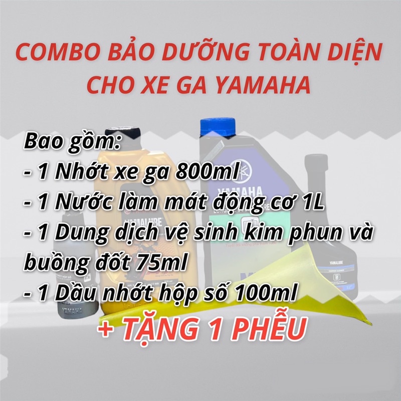 Combo Dầu Nhớt Xe Ga, Nước Làm Mát Động Cơ, Vệ Sinh Kim Phun, Dầu Nhớt Hộp Số Dành Cho Xe Ga YAMAHA FREESHIP+TẶNG PHỄU