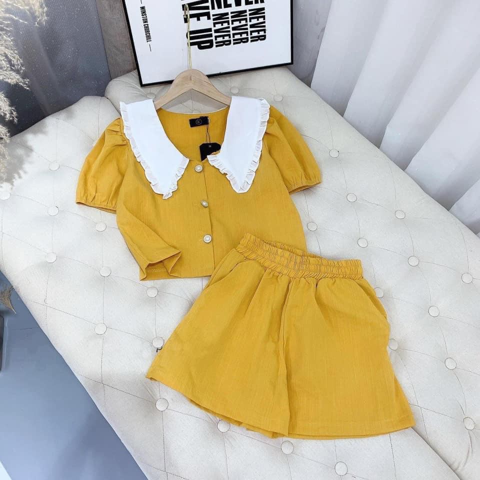 BỘ ĐŨI ĐÙI 2 MÀU CỔ V VIỀN BÈO HOTTRENDS 2021