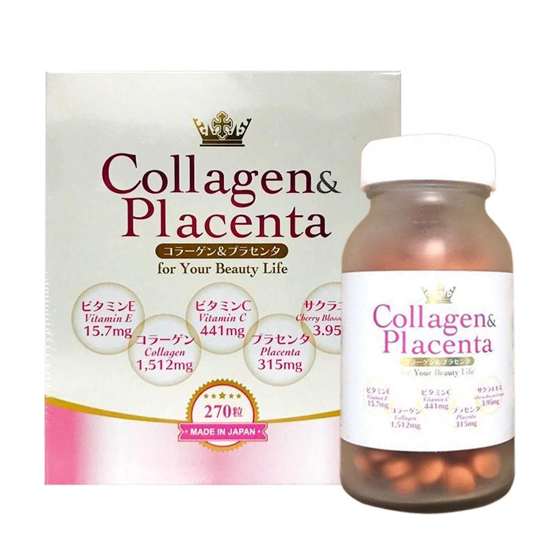 Viên Uống Trắng Da Collagen Placenta 5in1 Nhật Bản 270 Viên