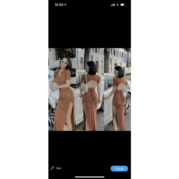 Đầm cúp ngực tay dài ( len tăm ) hình thật alohashop