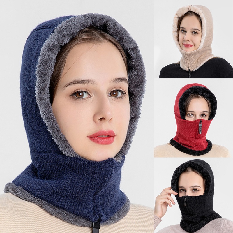 Mũ beanie Trùm Đầu Có Khóa Kéo Thời Trang Cho Nữ