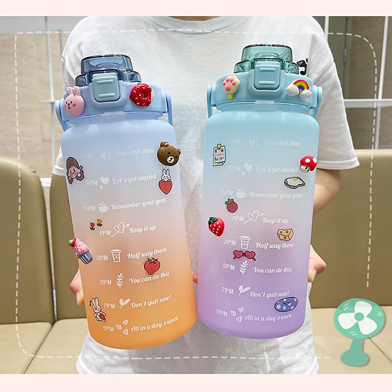 Bình Nước 2L,2000ML Cao Cấp. Bình Nước cute, có vạch chia