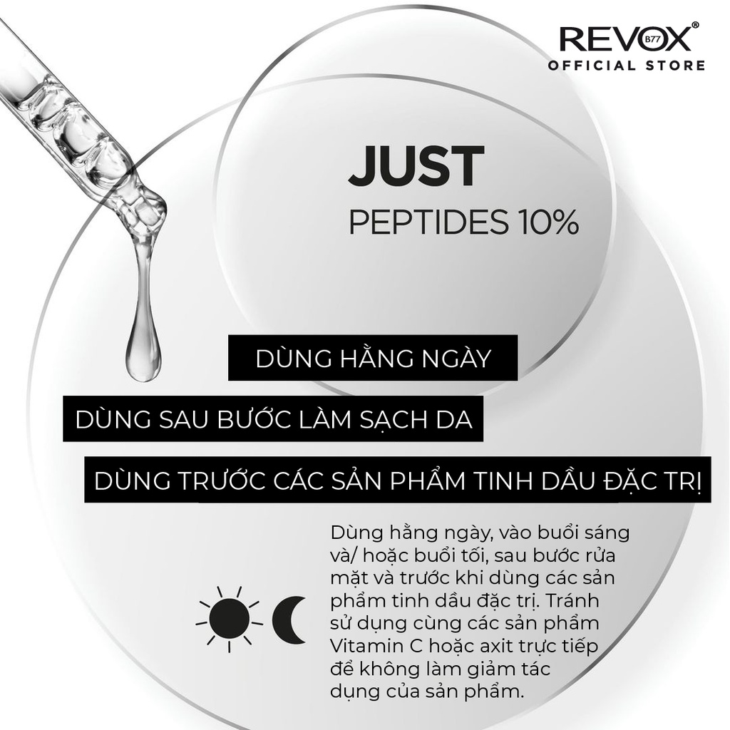 Serum hỗn hợp dành cho mặt và cổ Revox B77 Just - Peptides 10% - 30ml; chỉ dùng ngoài da