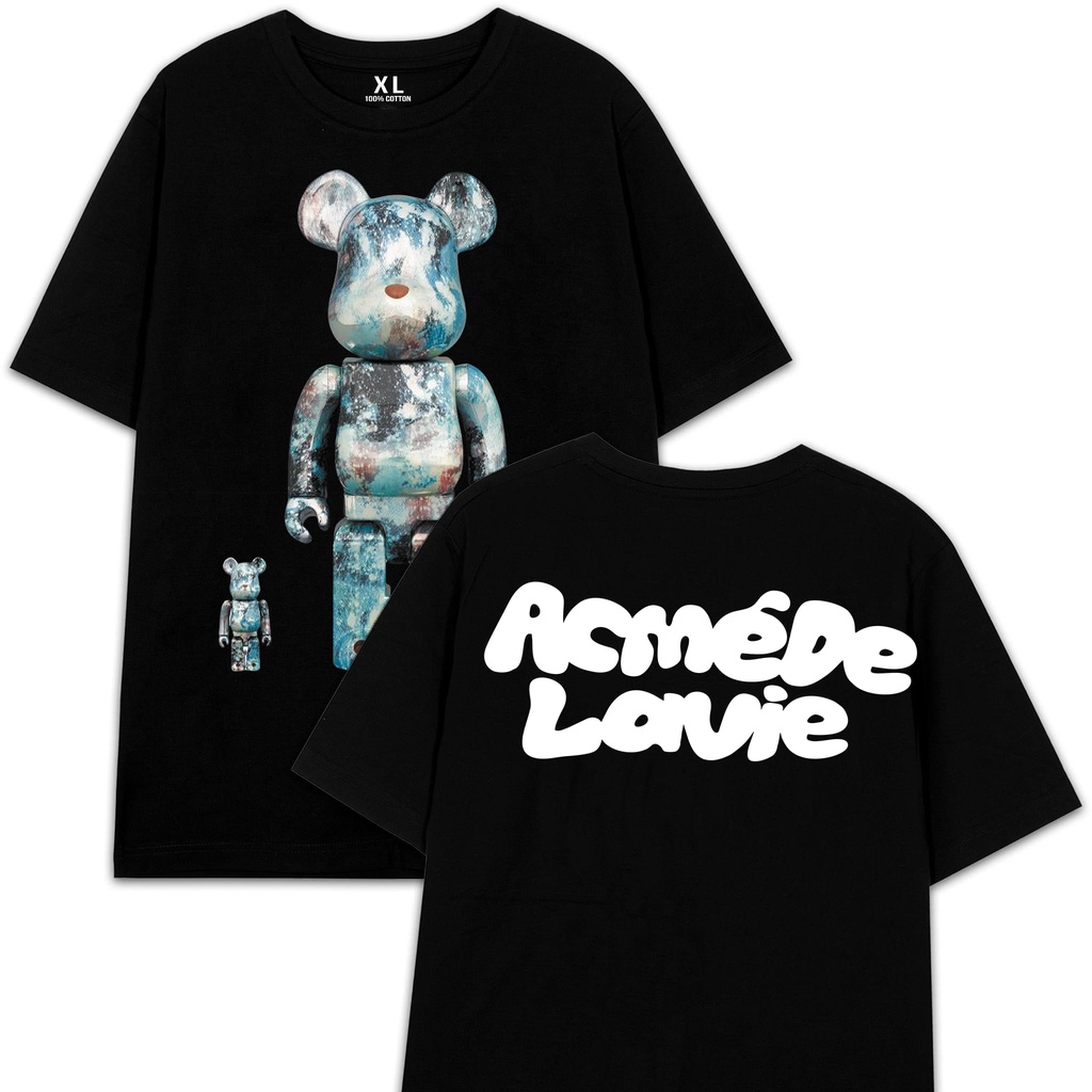 Áo thun ADLV Bearbrick nhiều mẫu thun Cotton co giãn 2chiều Unisex 7-12 Áo Đen