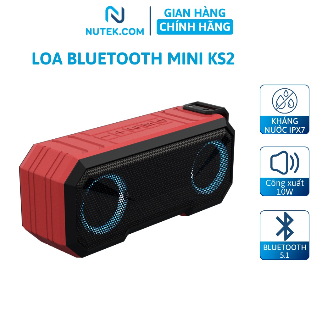 Loa nghe nhạc bluetooth NUTEK X8 để bàn có đèn led chính hãng không dây, chuẩn IPX7, pin siêu trâu