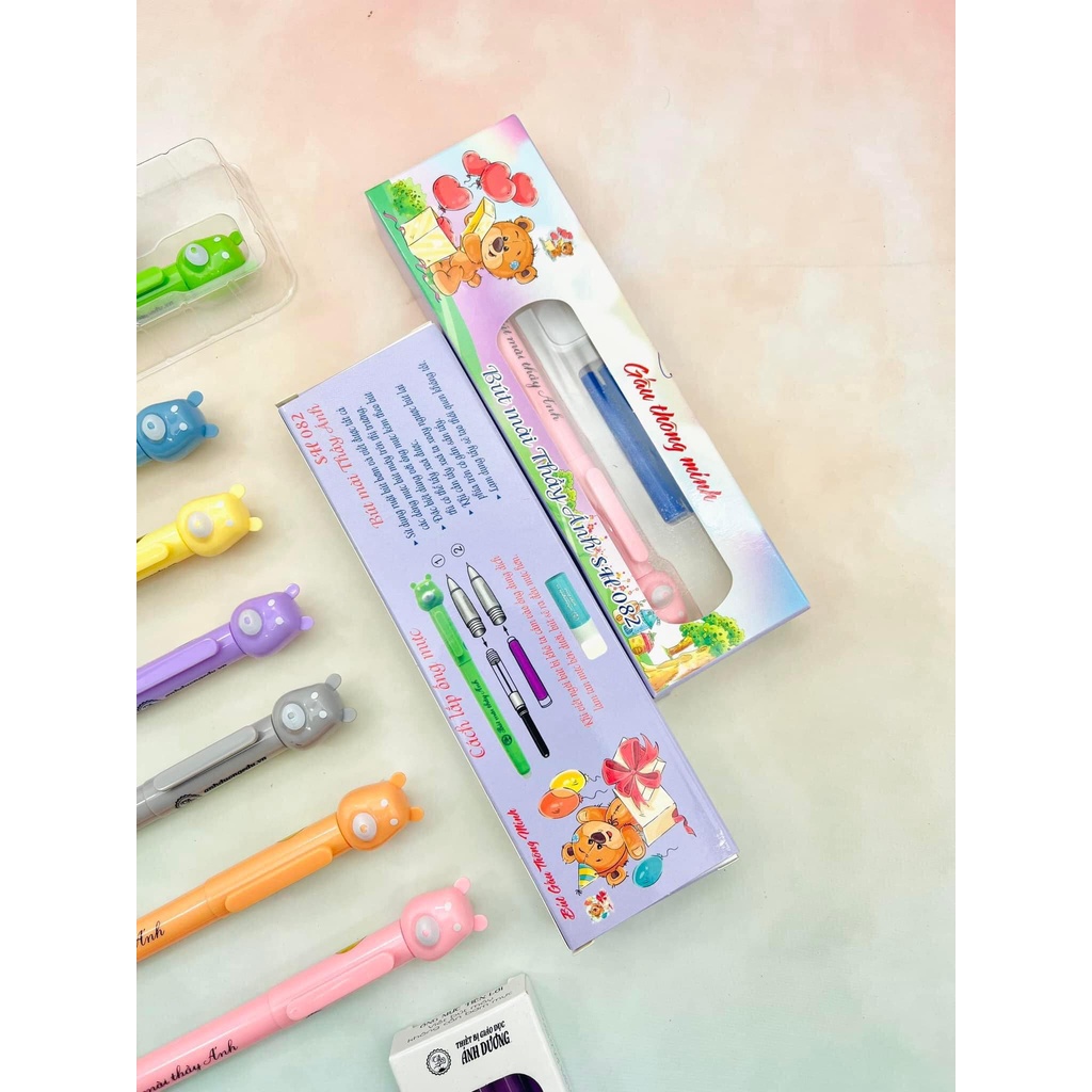 Bút Máy Xóa Được Gấu Thông Minh Bút Mài Thầy Ánh Bút Sh 082- Ngòi Kim Tinh Êm Trơn