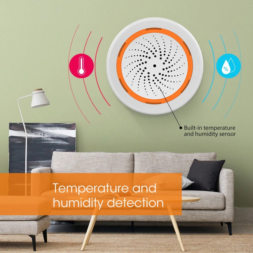 Loa báo động, cảnh báo thông minh Siren Tuya Zigbee/Wifi tích hợp cảm biến nhiệt độ, độ ẩm