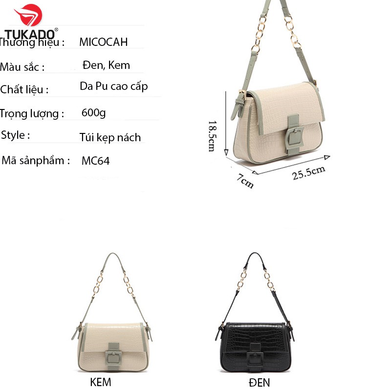 Túi Xách Nữ Đeo Chéo Kẹp Nách Chính Hãng MICOCAH Dáng Công Sở Thời Trang Phối Vân Da Rắn Siêu Đẹp MC65 - TUKADO | BigBuy360 - bigbuy360.vn