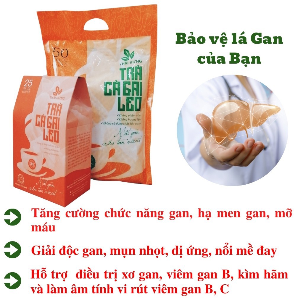 Trà Cà Gai Leo THÁI HƯNG Bịch 50 Túi Lọc 250g Thanh Nhiệt Giải Độc Mát Gan 100% Tự Nhiên