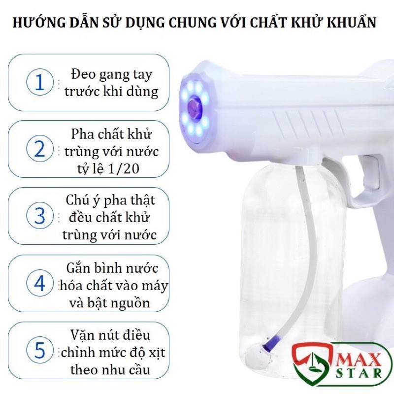 Máy khử khuẩn cầm tay Nanomax - Súng xịt khử khuẩn cầm tay Atomizer an toàn, tiện lợi - Bảo hành 6 tháng