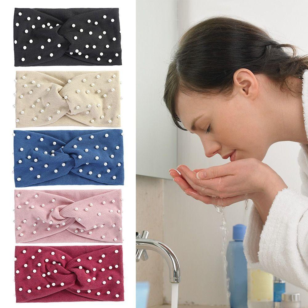 OSIER1 Dây Buộc Tóc Co Giãn Đính Ngọc Trai Thời Trang