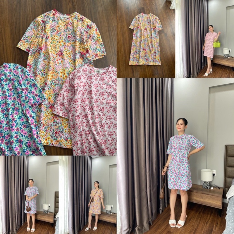 Váy thun dáng suông hoa nhí.Hình thật shop chụp