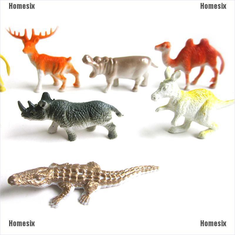 [HoMSI] 8PCS Plastic Zoo Animal Figure Tiger Leopard Hippo Giraffe Kids Animal Toys Gift SUU