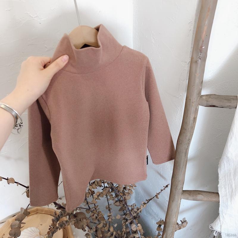 Áo Cổ Cao Màu Trơn Thời Trang Mùa Đông Ấm Áp Cho Bé Gái