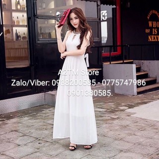 ĐẦM MAXI VOAN CỔ YẾM MÓC XÍCH