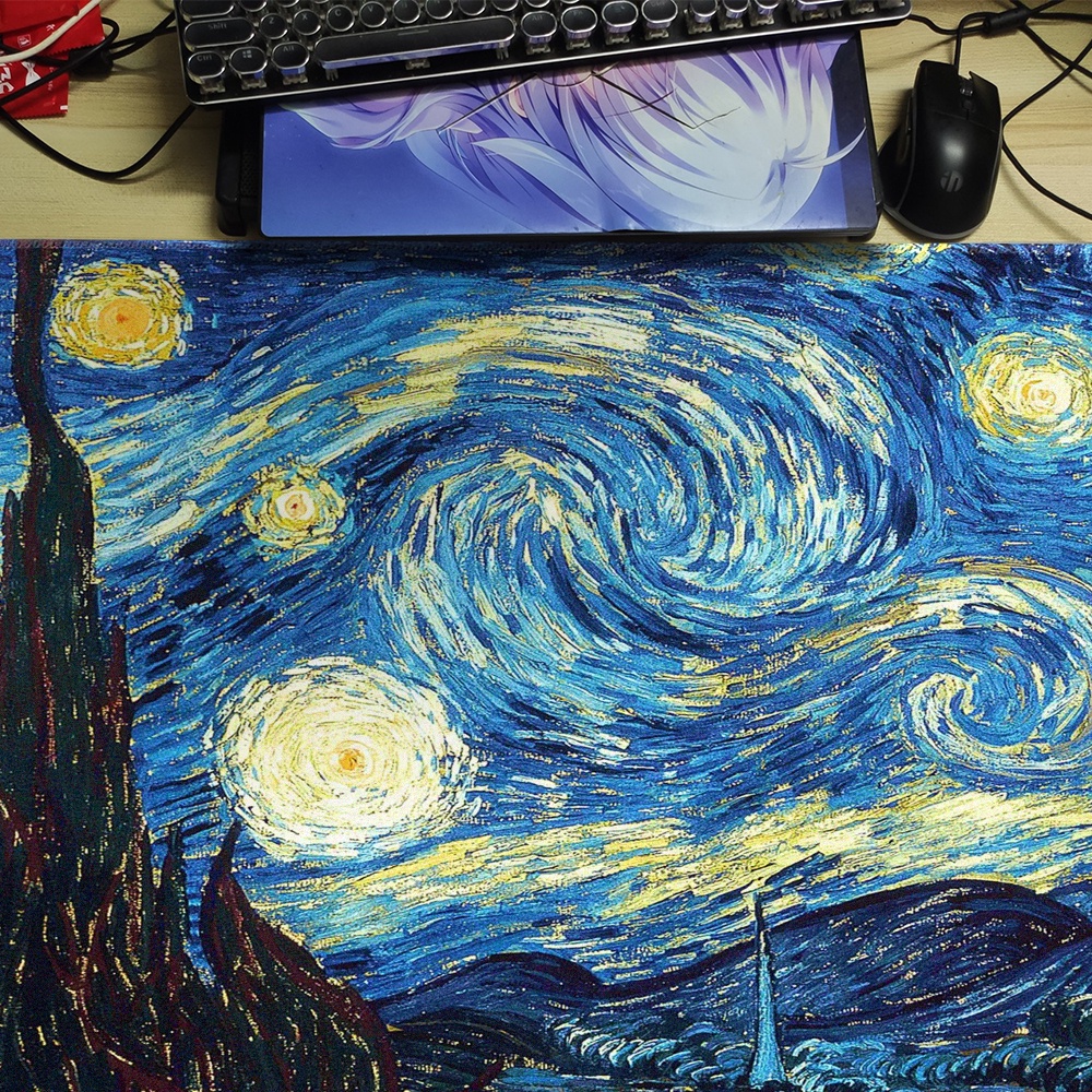 Tấm Lót Chuột Và Bàn Phím Máy Tính 700x300mm Họa Tiết Tranh Van Gogh