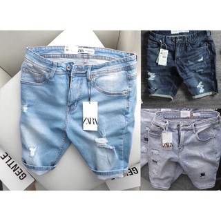 Quần short jean nam co giãn rách xước trẻ khỏe cá tính