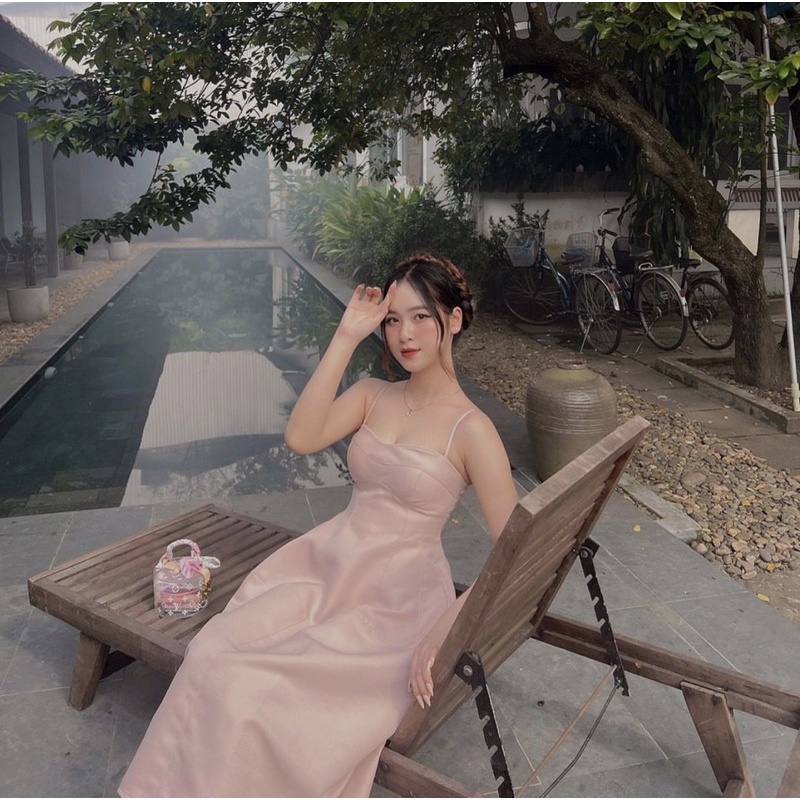 Đầm hai dây dáng phồng Đen - Bbstore 🍑