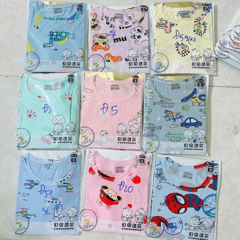 Chọn Mẫu Size đại 3  Bộ cộc xuất hàn in tràn chất cotton lạnh hàng quảng châu cho bé trai bé gái