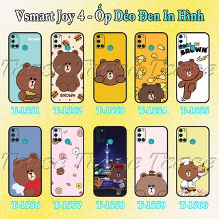 Ốp lưng Vsmart Joy 4 - Ốp dẻo đen in hình BST Gấu Nâu Cute