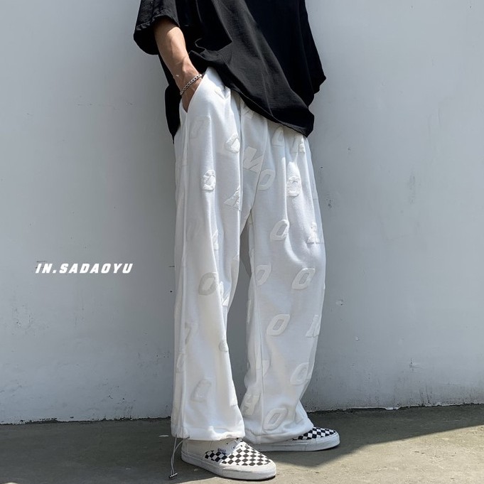 Quần Dài Dây Rút In Họa Tiết Toàn Diện Phong Cách Hip Hop Hàn Quốc