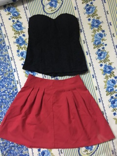 Sét đầm áo đen váy đỏ _ hongyen03