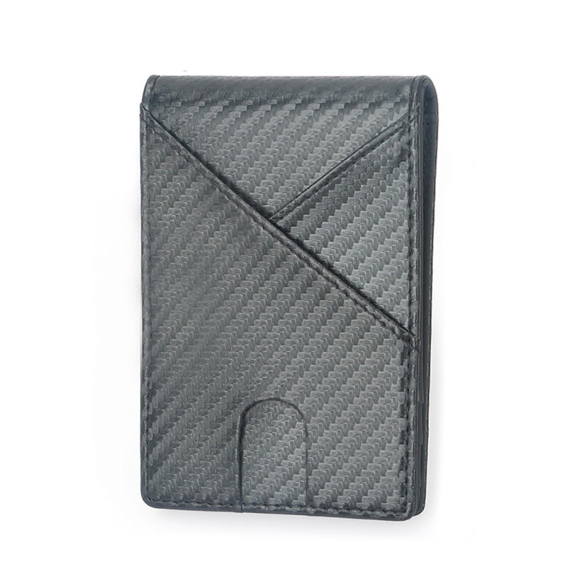 Ví Da Pu Ngắn Gập Đôi Bằng Sợi Carbon Phong Cách Vintage Cho Nam