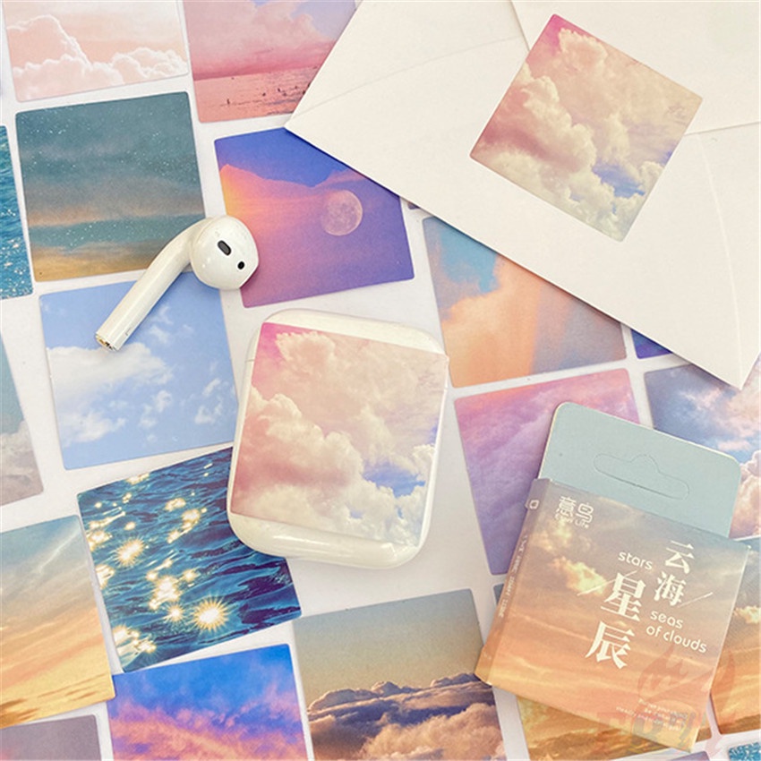 ❉ Hình Dán Đám Mây Và Sao Biển ❉ Hộp 45 Miếng Dán Sticker Trang Trí Sổ Lưu Niệm