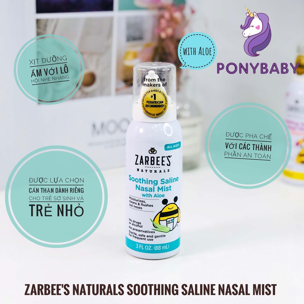 Xịt mũi vitamin C, lô hội Zarbee's Naturals của Mỹ cho bé lọ 88ml
